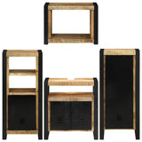 Bathroom Furniture Set with Shelf 4 pcs Brown Soild Mango Wood 3305680
