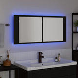 LED Mirror Cabinet Black Oak 100 x 12 x 45 cm Engineered Wood 875044