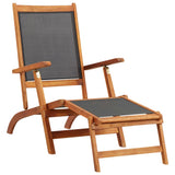 Deck Chair Black Acacia wood Standard Ergonomic Deck Chair 45958
