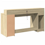 Desk with LED Lights Sonoma Oak 160x55x91 cm Engineered Wood 3309431