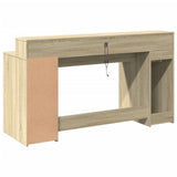 Desk with LED Lights Sonoma Oak 160x55x91 cm Engineered Wood 3309431