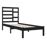 ZNTS Bed Frame Black Solid Wood 75x190 cm Small Single 3105759