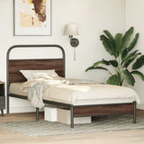 Bed Frame without Mattress 100x190 cm Brown Oak Engineered Wood 4100458