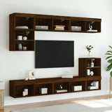TV Cabinet with LED Lights Brown Oak 80x30x30 cm 837153