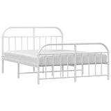 Metal Bed Frame without Mattress with Footboard White 160x200cm 353705