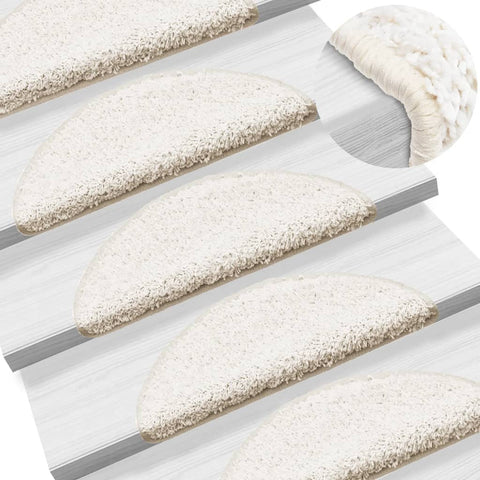 Stair Mats 15 pcs 56x17x3 cm White Half Round 133898