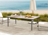 Garden Table, Outdoor Dining Table for 6 People, 160 x 90 x 74 cm, with Rust Resistant Metal Frame, T3398P327902