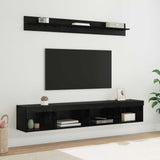 TV Wall Cabinet Set with LED 5 pcs Black Oak Engineered Wood 3402954
