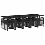 11 Piece Garden Dining Set with Cushions Black Poly Rattan 3210751