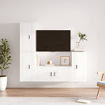 4 Piece TV Cabinet Set White Engineered Wood 3188590