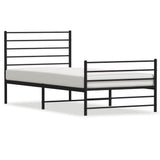 Metal Bed Frame without Mattress with Footboard Black 90x190cm 352329