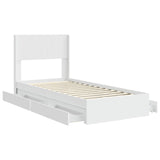 Bed Frame with Storage and Headboard White 90 x 200 cm 3414413