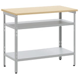 Work Table with Shelf Grey 100 x 55 x 85 cm Powder-Coated Steel 4103457