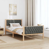 Bed Frame with Headboard Dark Grey 100 x 200 cm Solid Pine Wood 878420