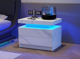 Nightstand LED Bedside Table Cabinet Lights Modern End Side with 2 Drawers for Bedroom T3272P355455
