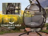 Hanging Egg Chair Outdoor Indoor Swing Chair with Folding Basket and Thickened Cushion, T3398P314152