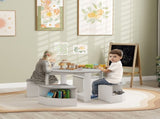 Five-Piece Kids Table and Chairs Set with Storage, for Ages 3-8 Years, Grey T3398P379036