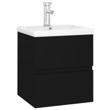 Sink Cabinet with Built-in Basin Black Engineered Wood 3071622