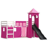 Bunk Bed without Mattress with Slide and Curtains Pink 90x200 cm 3284193