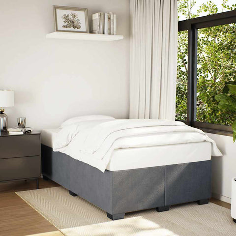 ZNTS Bed Frame without Mattress Dark Grey Double Velvet 3284663