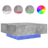 Coffee Table with LED Lights Concrete Grey 80x80x31 cm 836591