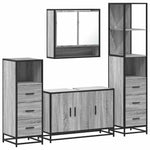 ZNTS 4 Piece Bathroom Furniture Set Grey Sonoma Engineered Wood 3301283