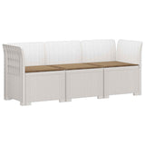 3-Seater Garden Sofa with Cushions Rattan Look PP White 3443828