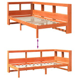 Bookcase Bed without Mattress Wax Brown 75x190 cm Solid Wood Pine 3324343