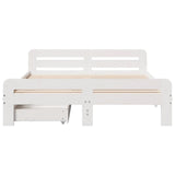 Bed Frame White Solid pinewood Double Bed Frame Rectangular 3309051