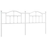 Headboard White Powder-Coated Steel Double Attractive Design 353526