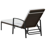Sun Lounger With Table Set of 3 Brown 317642