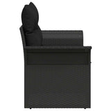 Garden Sofa with Cushion Black 141 x 62 x 69cm Poly Rattan 42006701
