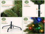6FT Dark Green Pre-Lit Christmas Tree with Multicolor Lights, Pointed PVC, 629 Tips, 3-Section Auto 38519794