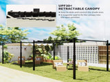 3 x 3 Metal Pergola with Retractable Roof and Magnetic Fixture, Outdoor Gazebo Garden Pergola Kit T3398P328486