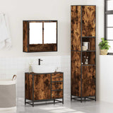 3 Piece Bathroom Furniture Set Smoked Oak Engineered Wood 3301107