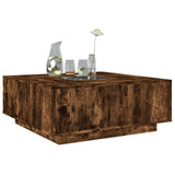 Coffee Table with Infinity LED Smoked Oak 100x100x40 cm 3284046