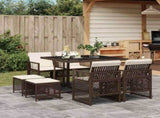 9 Piece Garden Dining Set with Cushions Brown Poly Rattan 3210777