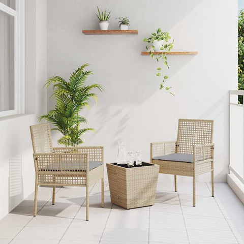 Garden Bistro Set 3 pcs Beige Poly rattan 3334958
