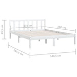 Bed Frame without Mattress White Solid Wood Double 810058