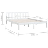 Bed Frame without Mattress White Solid Wood Double 810058