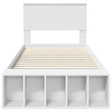 Bed Frame with Shelf Manual White 75 x 190 cm Engineered Wood 3408417