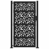 Garden Gate Black 100x175 cm Steel Leaf Design 4100962