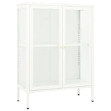 Sideboard White 75x35x105 cm Steel and Glass 336071
