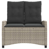 Reclining Garden Bench with Cushions Light Grey Poly Rattan 368231