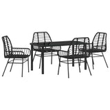 Garden Dining Set 5 pcs Black Poly Rattan 3380843