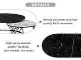 (WF307775BAA) Round Coffee Table, Modern Coffee Table Set of 2 Marble Pattern Top with Metal Frame, N605P245784A