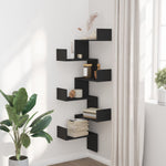 ZNTS Wall Corner Shelf Black 45x45x147 cm Engineered Wood 852637