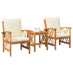 Garden Sofa Set with Cushion 3 pcs Brown Solid acacia wood 4106449
