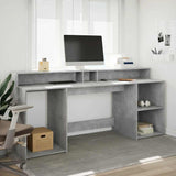 Desk with LED Lights Concrete Grey 200x55x91 cm Engineered Wood 3309441