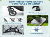 Foldable Baby Stroller with Adjustable Seat, 5-Point Harness, Canopy, Basket, 6.3kg Lightweight & T3398P422798
